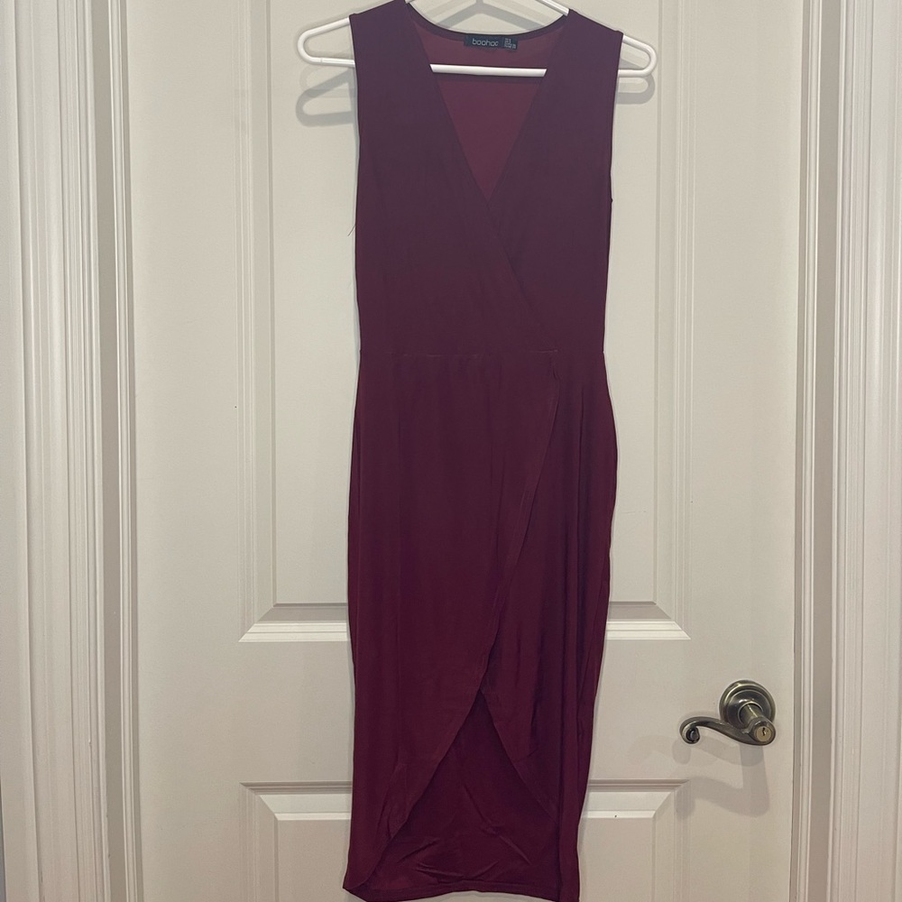 stretchy maroon dress